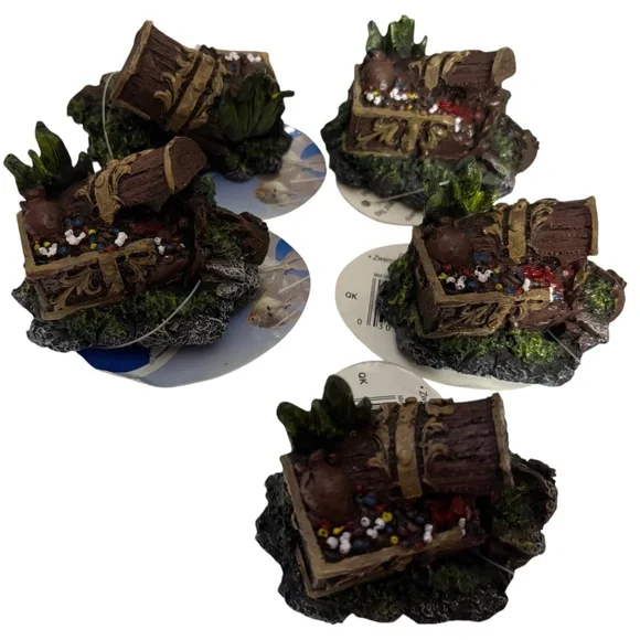 Lot of 5 pieces Penn-Plax Aquarium Decor Treasure Chest Ornament Mini 3