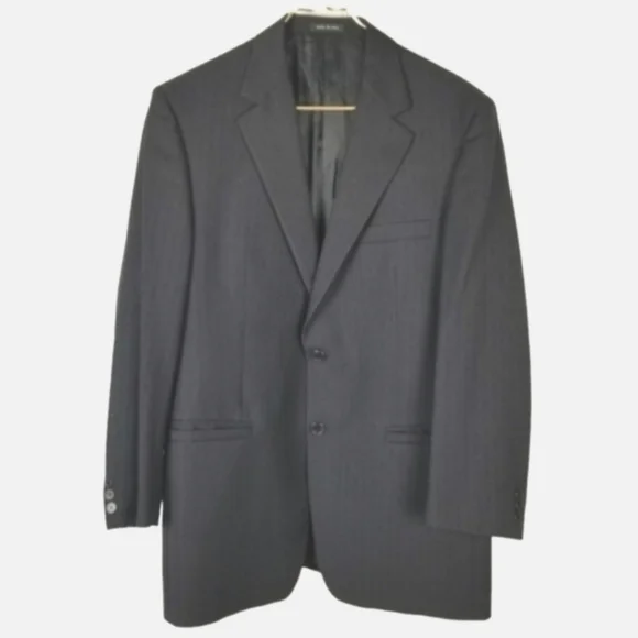 Versace Classic V2 Mens Wool Blazer Black EU 50 US 40 Textured Stripe Made Italy