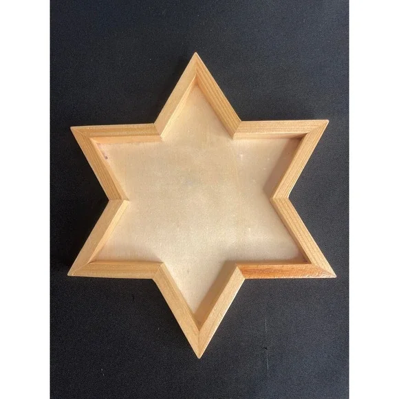 Wooden Star Tray Trinket Dish Jewelry‎ Organizer Star of David Jewish Judaic