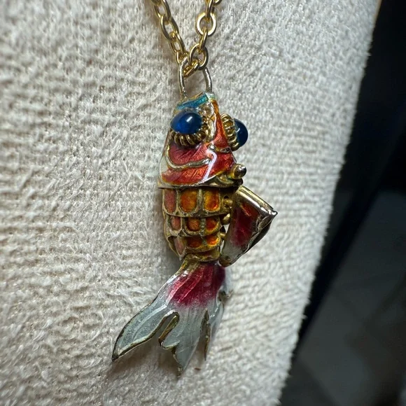 Vintage Koi Fish Pendant | Mixed Metal Fantasy Charm | Artisan Style