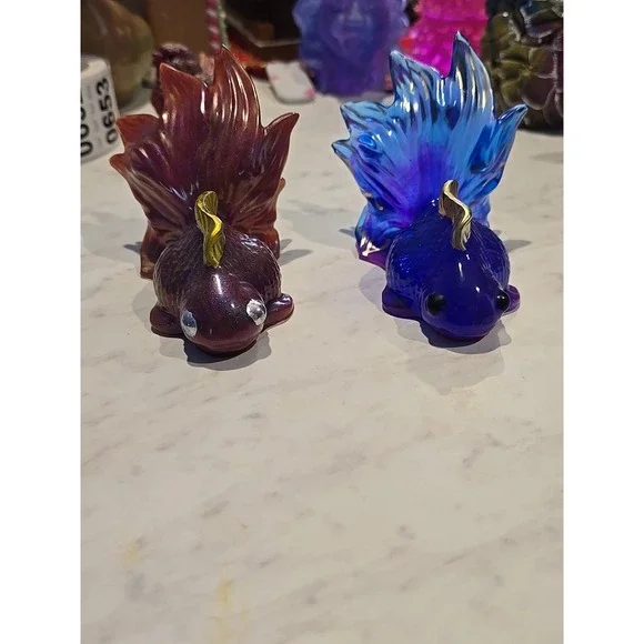 Handmade Resin Goldfish Red Purple Blue Decoration Gift 648