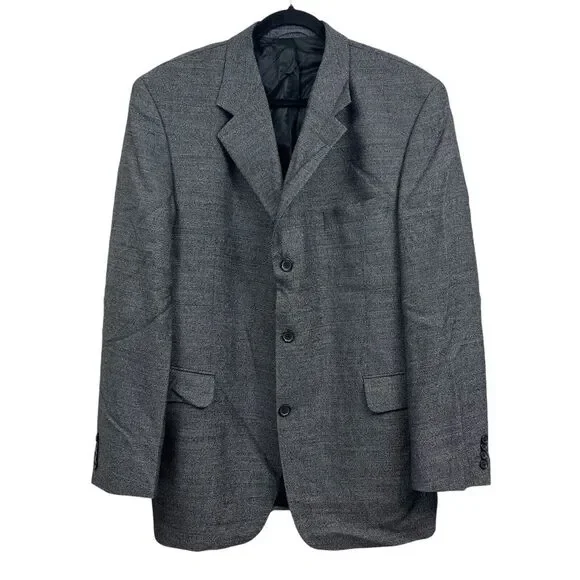 Atelier Tornio Mens Virgin Wool Suit Blazer Suit Ventless‎ Pockets Gray Sz 44L