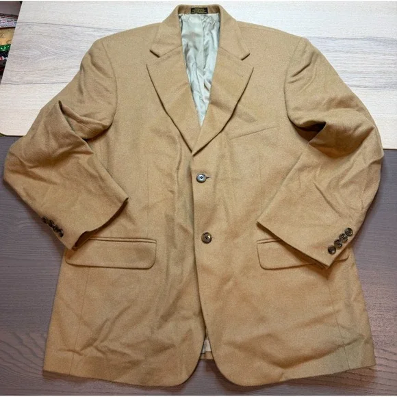 VTG Stafford Coat Men 40S Sports Blazer Tan Wool Camel Hair Two Button