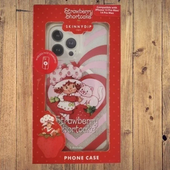 NEW Strawberry Shortcake & Cat Custard IPhone 13 Pro Max & 14 Pro Max Phone Case