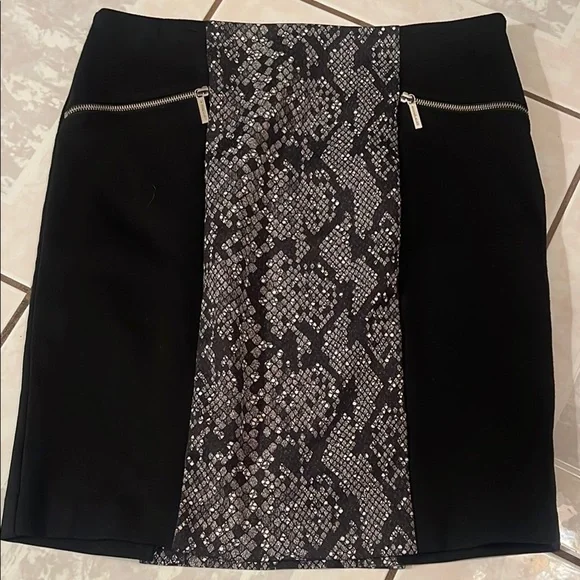 Michael Kors Black and Gray Mini Pencil Skirt