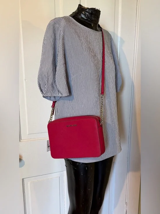 Michael Kors Saffiano Crossbody Bag in Raspberry - NWT