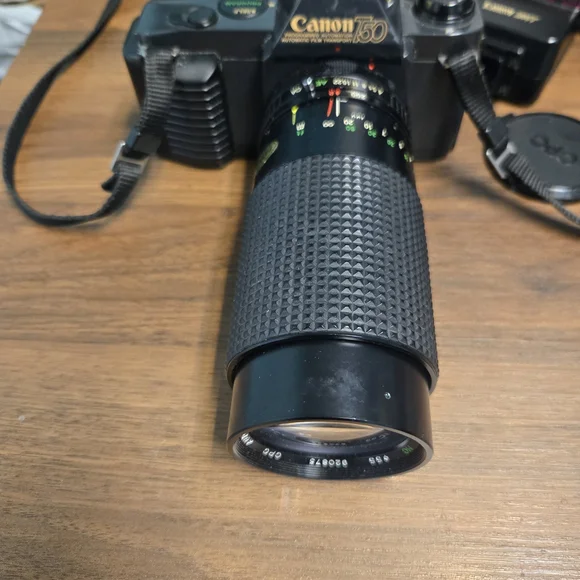 Canon Black SLR Camera with Textured Zoom Lens