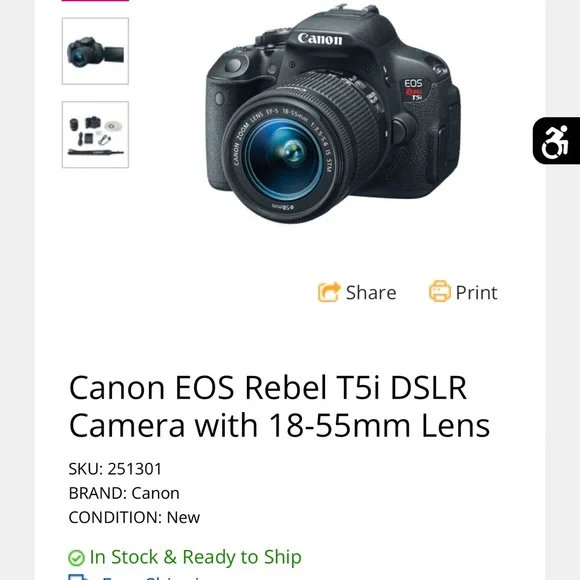 Canon EOS Rebel T5i DSLR Camera with 18-55mm Lens - Black