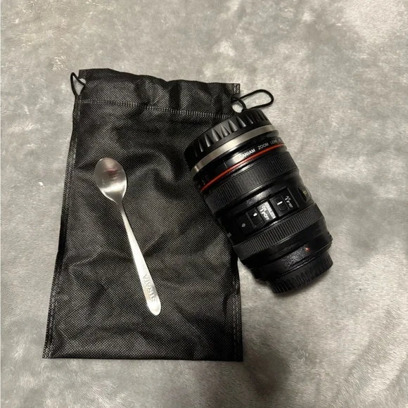 Canon Black and Red Camera Lens Mug with Spoon