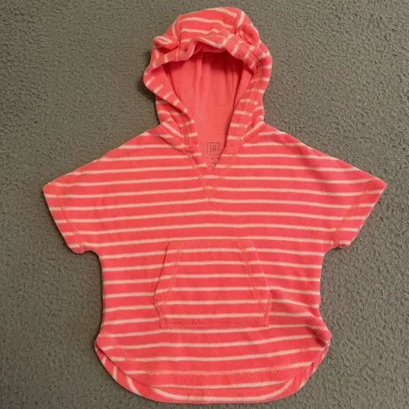 Baby Gap 3-6 months Terry Neon Striped Hooded Swim Cover Beach