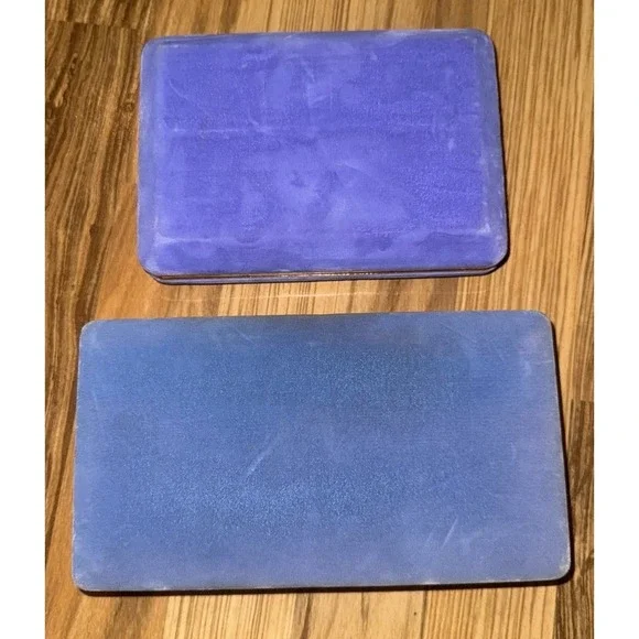 Vintage Prestige Clamshell Jewelry Travel Box Purple Blue Velvet Mid-century