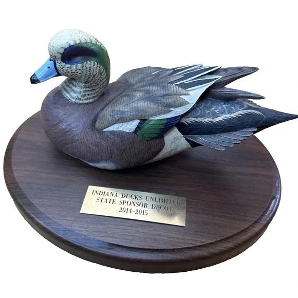 Indiana Ducks Unlimited State Sponsor Decoy Loon Lake Wood Plaque Hand Painted