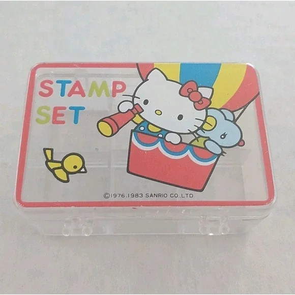 Vintage Sanrio Hello Kitty Trinket Box 1976 1983 Primary Color Block Decor