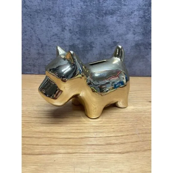 Shiny Gold Dog Coin Bank Shelf‎ Decoration Desk Dog