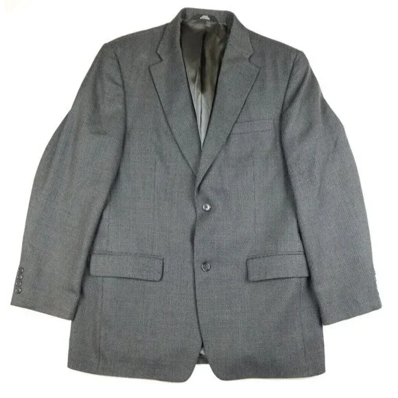 HAGGAR - MEN'S GRAY WOVEN WOOL BLEND BLAZER JACKET - SIZE 42L