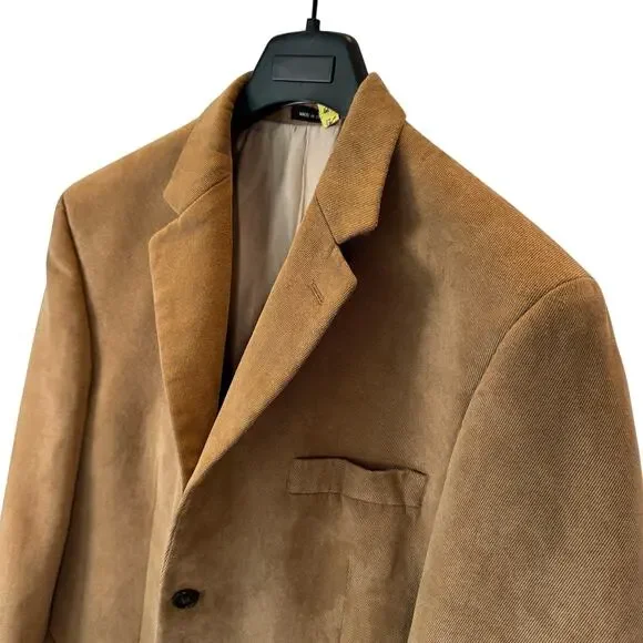 Calvin Klein Men’s 42L Tan Corduroy Blazer Sport Coat 3 Button Classic Fall Prep