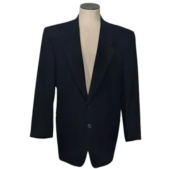 Vintage Mani Armani 44L Blazer Sport Coat Barney's Black Gray Pinstripe Designer
