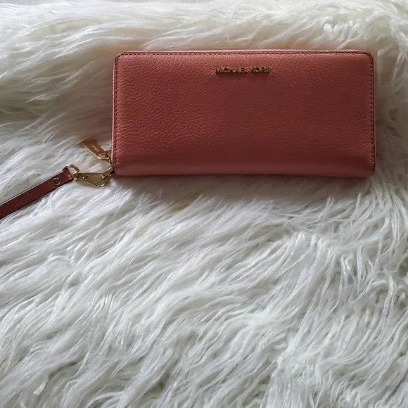 Michael Kors Coral Leather Wristlet