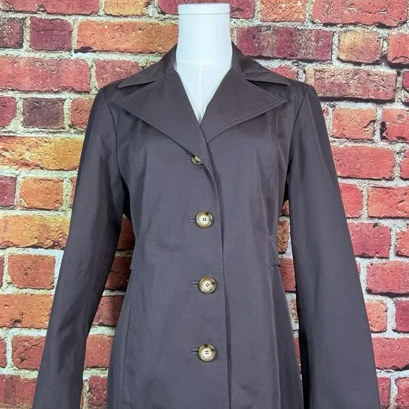 Michael Kors Womens‎ Four Button Front Belted Trench Coat Brown Size Medium