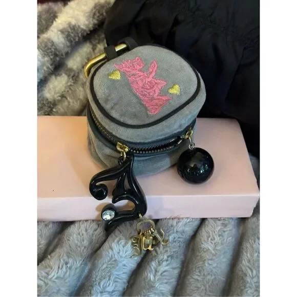 Juicy Couture vintage small velour circle Jewelry Box bag pouch Case & Storage