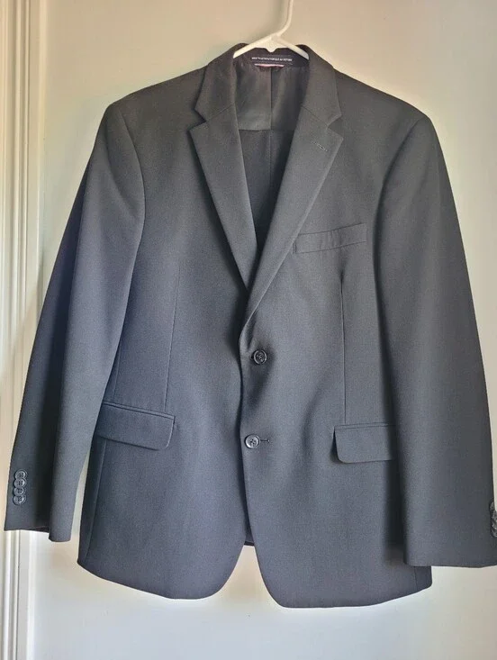 Tommy Hilfiger Men's Black Suit - Classic Formal Jacket/pants Size M (See Pics)