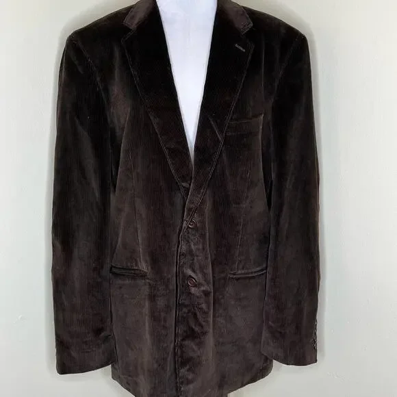 Stafford Corduroy Sports Coat 42L Mens Brown Elbow Patches Blazer Jacket Career