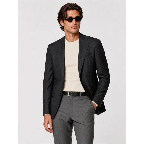 SuitSupply Havana Jetted Unlined Wool 4Ply Blazer 44S Black Rogna Quiet Luxury
