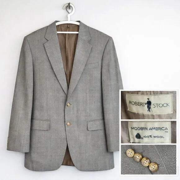Vintage Wool Glen‎ Plaid Sport Coat Blazer USA Made Classic Mens Preppy