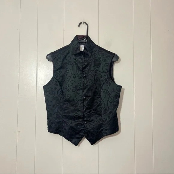 Panhandle Slim Vest Men Black Button Western Adjustable Size M