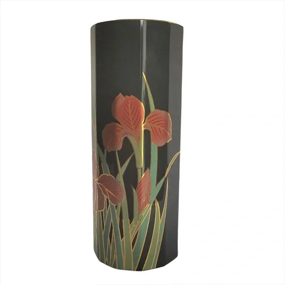 Vintage 80s Vase Otagiri Japan Iris