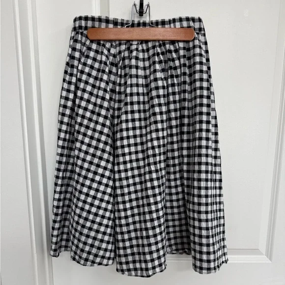Michael Kors Black and White Gingham A-Line Skirt