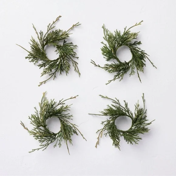 Faux Cypress Sprig Christmas Napkin Rings (Set of 4)Hearth & Hand™ with Magnolia