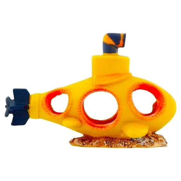 Aqua Culture Yellow Submarine Glow in the Dark Polyresin Aquarium Ornament