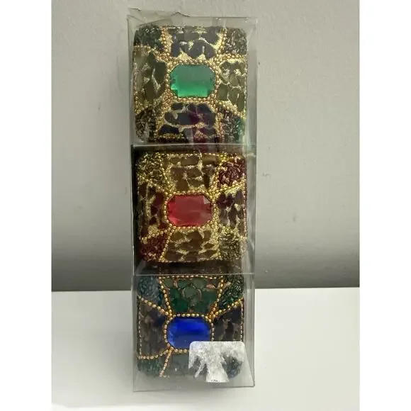 PIER 1 3 Mini Boxes Trinket Boxes Jeweled - 2 3/4” x2 1/2