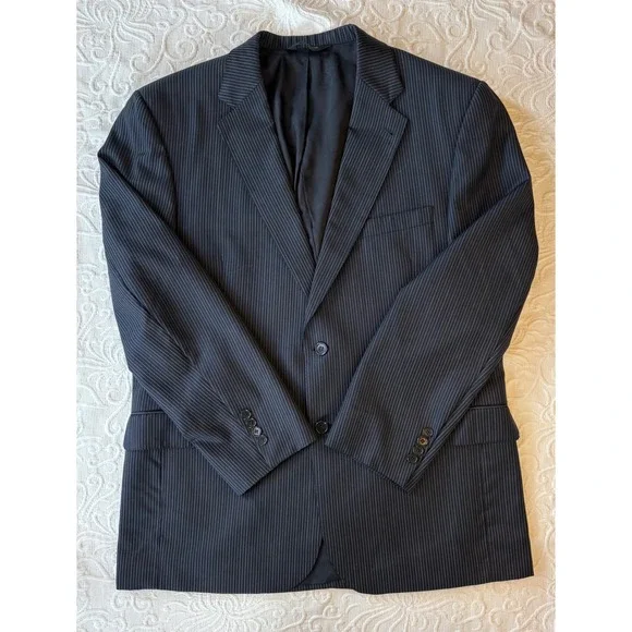 Jos. A. Bank Signature Gold Pinstripe Suit Jacket 44 R 100% Wool Blazer Men Blue