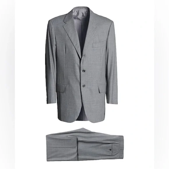NWT Abla Italy Gray Patterned Wool Suit Blazer Pants Formal Business IT 52