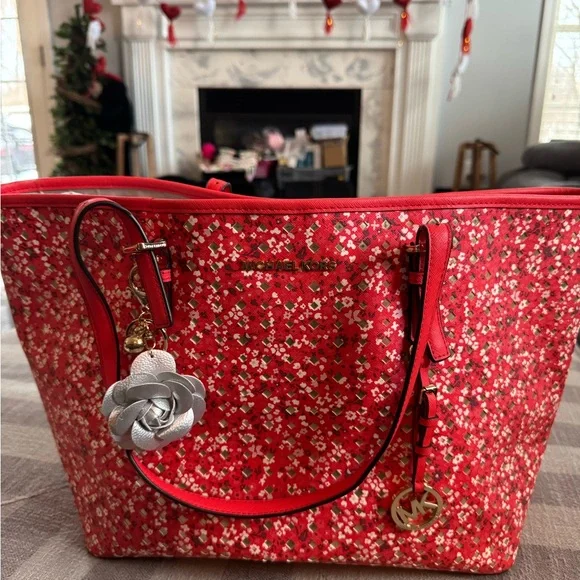 Michael Kors Red Floral Tote