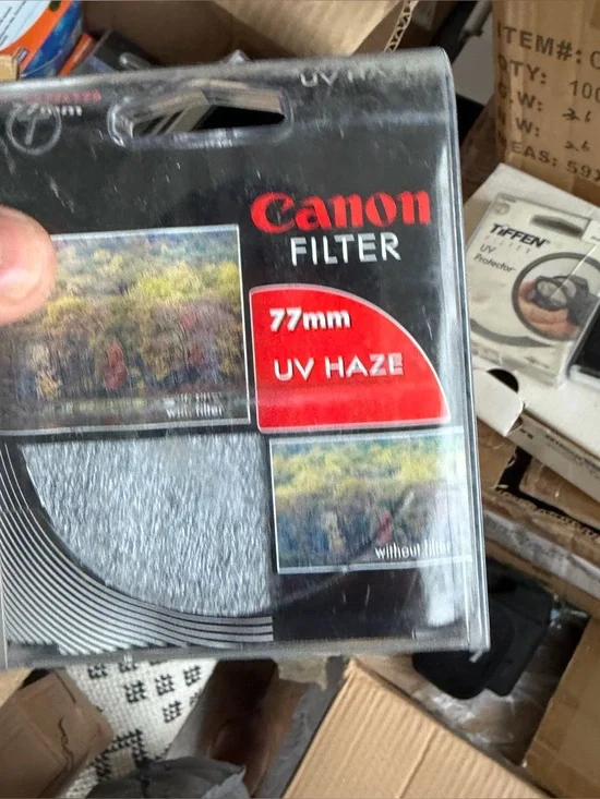 Canon UV Haze Filter Packaging in Black and Red