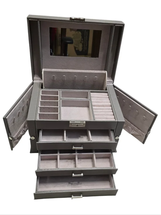 Gray Jewelry Organizer Box with Mirror - Brand Unspecified