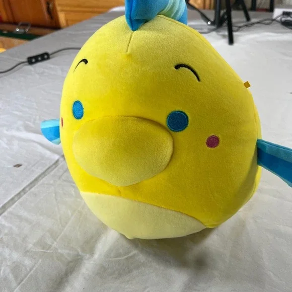 Disney Squishmallow FLOUNDER Fish Little Mermaid Yellow Blue Plush Animal