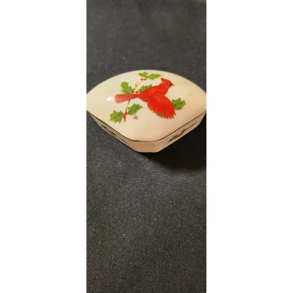 Cardinal Trinket Box Ceramic Jewelry Box Holiday Decor Christmas Gift