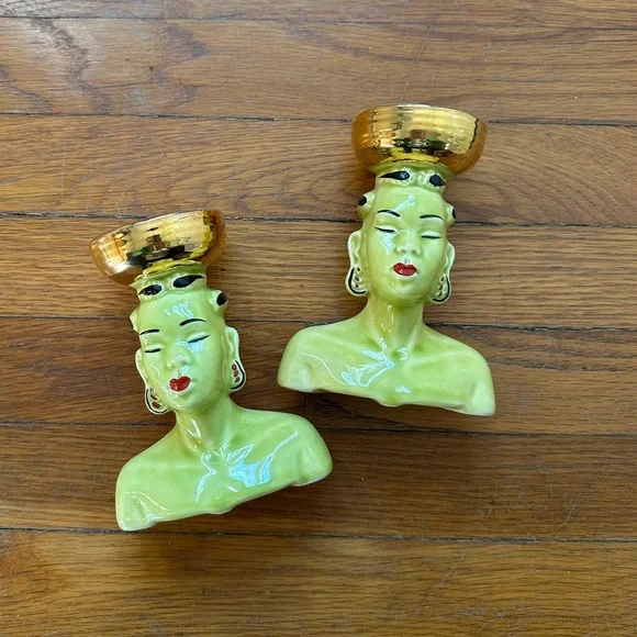 1950's Nubian African MCM head vases