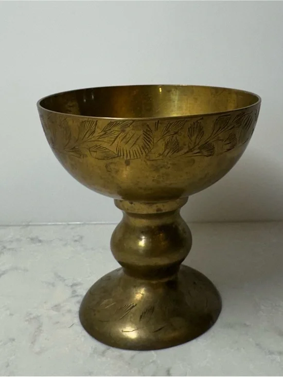 Brass Decorative Pedestal Chalice/Goblet - Brass Finish