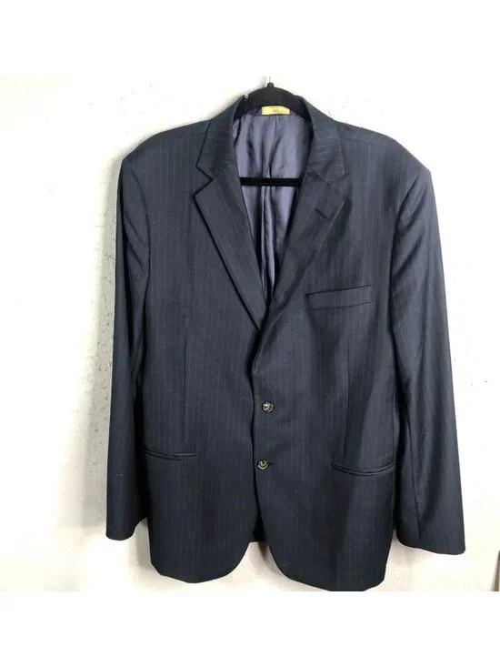 Brooks Brothers 346 Blazer Men 45R Navy Blue Wool Fitzgerald Pinstriped Jacket