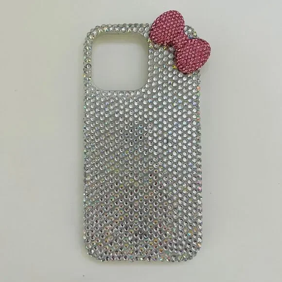 Phink White Crystal Bow iPhone 16 Pro Max Case