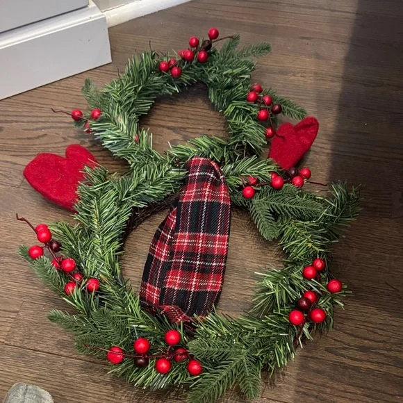 Festive Snowman Wreath with Red Accents