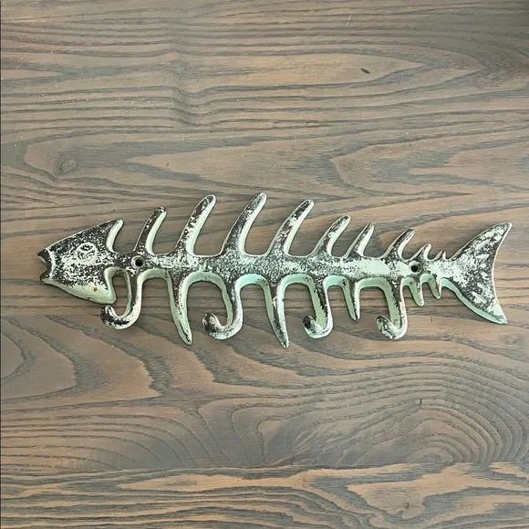 Decorative patina wrought iron Fish Bone Wall Hook