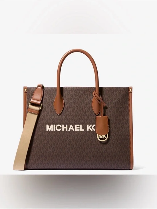 MICHAEL KORS Brown Logo Mirella Tote Crossbody Shoulder Bag
