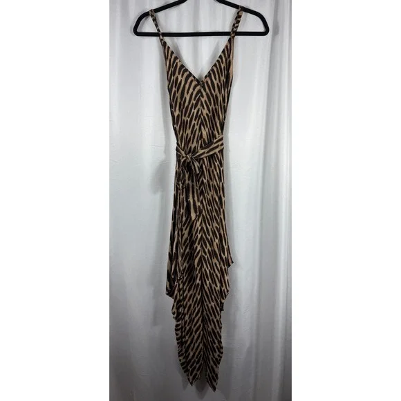 MICHAEL KORS Animal Print 100% Silk‎ Camisole Midi Dress