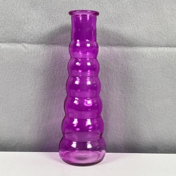 Vintage Stacked Bubble Purple Glass Vase 8 in MCM